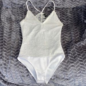 Ambiance Lace Strappy Bodysuit With Open Back